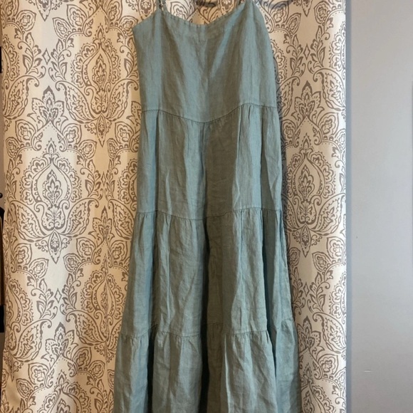 BELLAMBRA 100% LINEN MADE IN ITALY TIERED MAXI DRESS SIZE MEDIUM - Picture 1 of 5